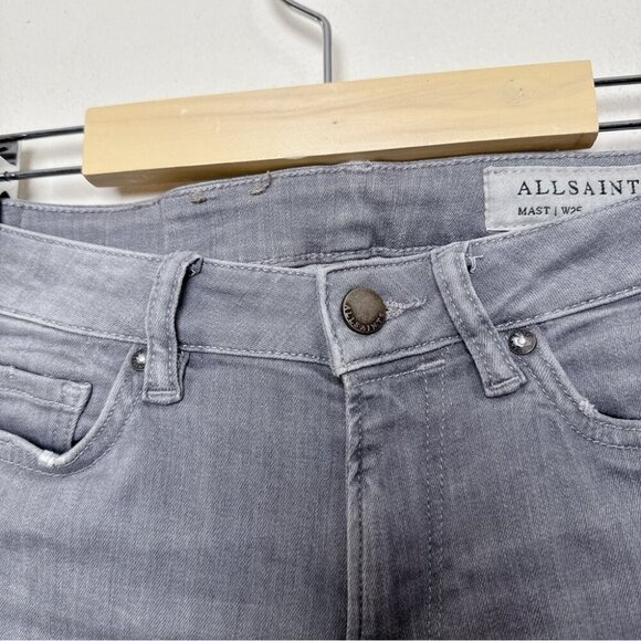 AllSaints Womens 25 Mast Skinny Zip Grey Jeans - Picture 10 of 16